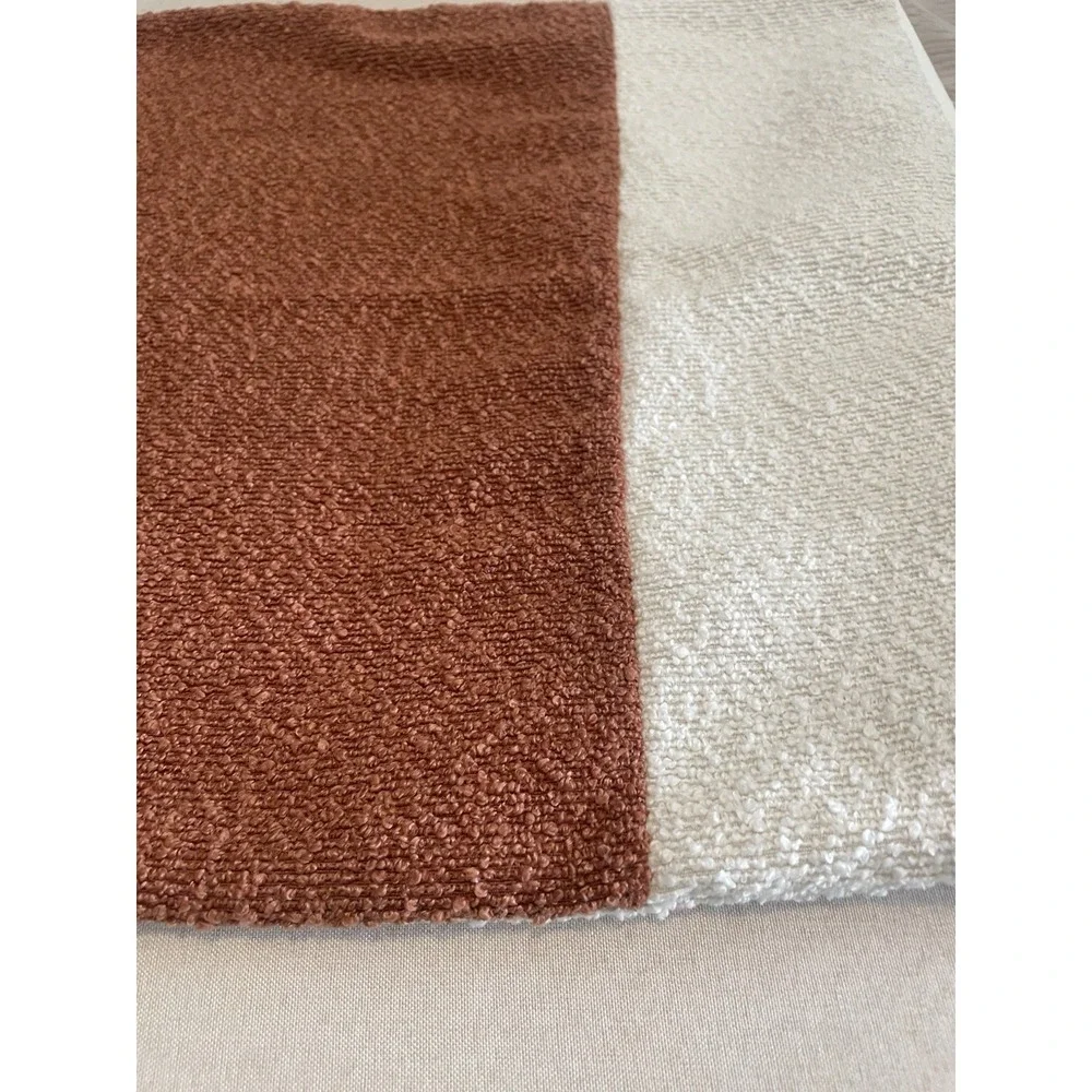 3 Rust & Cream Colorblock Knit Pillow Cover Textured‎ Bouclé Modern Decor Boho